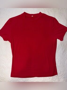 SHEIN Red Short Sleeve Crewneck Top
